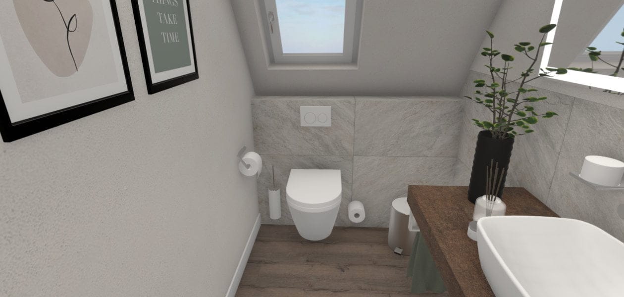 Kleines Gäste-WC mit Dachschräge – 3 qm