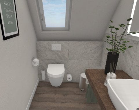 Kleines Gäste-WC mit Dachschräge – 3 qm