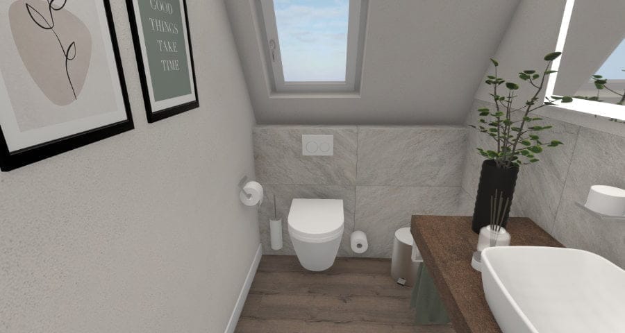 Kleines Gäste-WC mit Dachschräge – 3 qm