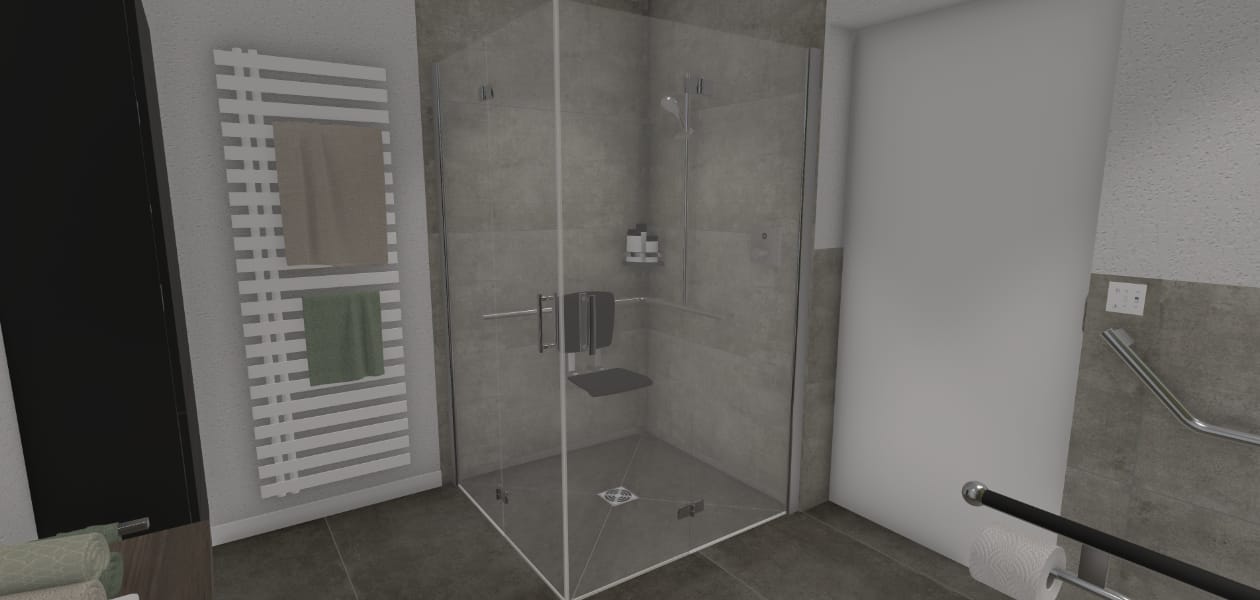 Bodenebene Dusche mit viel Platz