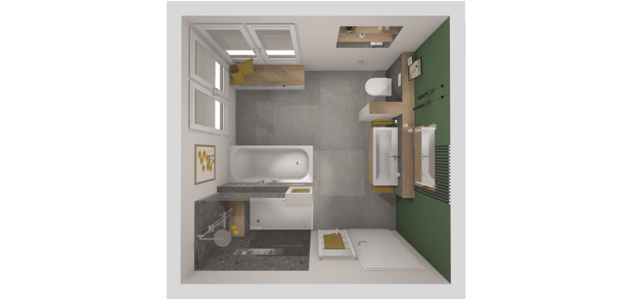 3D Vogelperspektive Wohlfühlbad