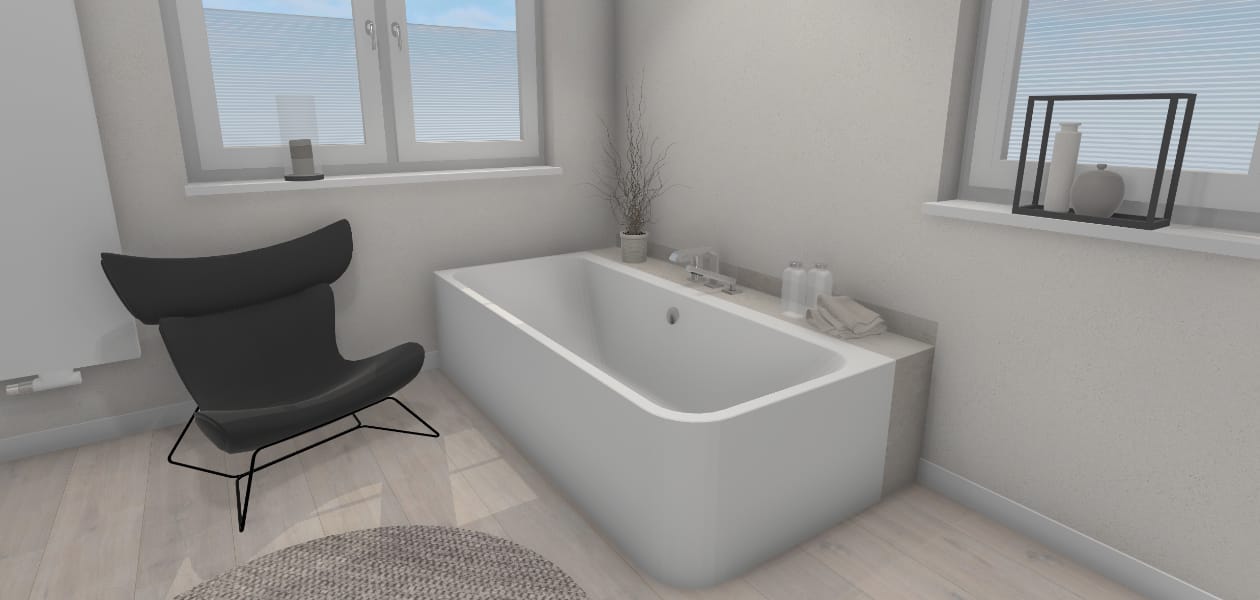 Wandgebundene Badewanne