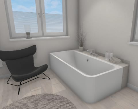 Wandgebundene Badewanne