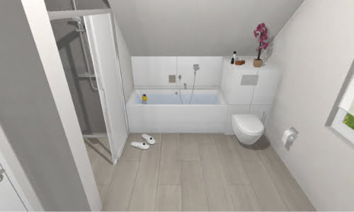 Blick auf die Badewanne