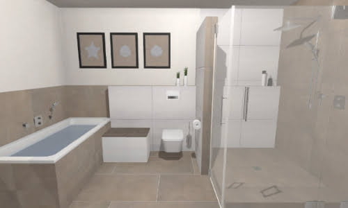 Badewanne, WC & Duschplatz