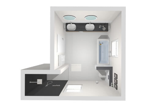 Das moderne Bad mit walk in Dusche | 14 m²