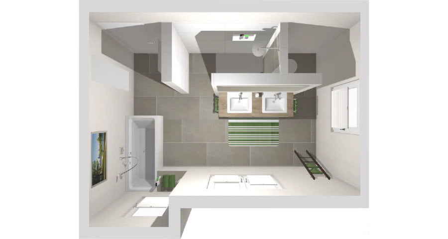 Das Badezimmer mit T-Wand | 16 m²