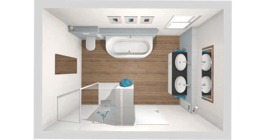 Das Familienbad mit halb-freistehender Wanne | 13 qm