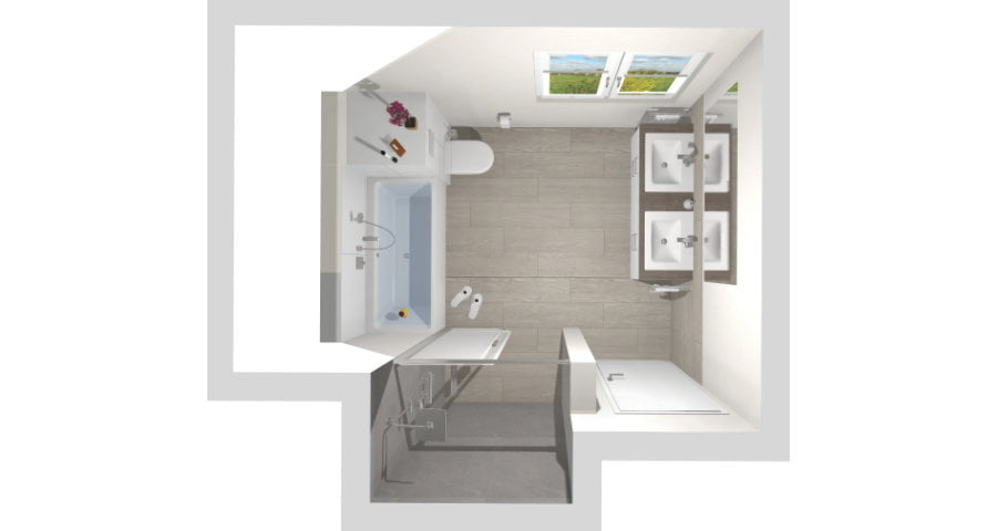 Das große Familienbad mit Nischendusche | 11 qm