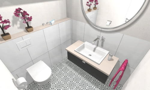 Draufsicht Waschbecken und WC