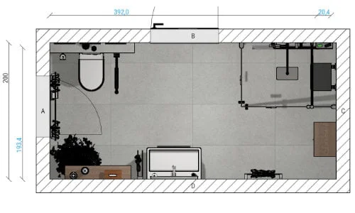 Das extravagante Badezimmer | Grundriss 