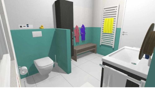 Wand-WC und Sitzbank