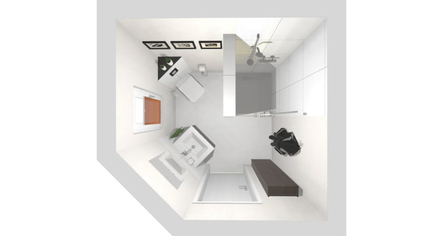 Das asymmetrische Gästebad – 4m²