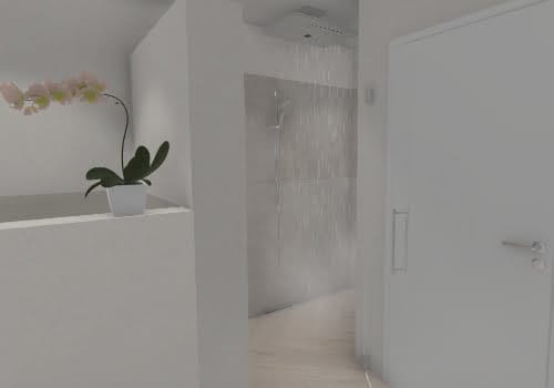 Wohlfühloase: Die gemauerte Dusche mit Regendusche