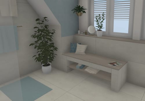 Barrierefreie Sitzbank unter der Fensterfront