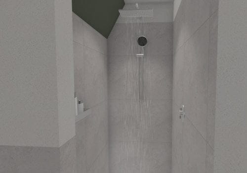 Ein Rückzugsort der Superlative: Die gemauerte Dusche mit Regendusche