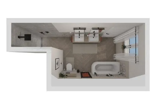 Rustikal trifft Modern: Modernes Badezimmer mit Dachschräge – 12 m²