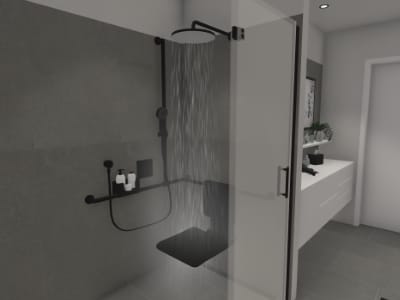 Dusche mit Duschklappsitz
