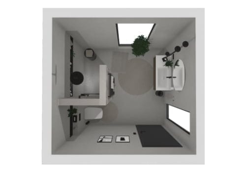 Platzsparendes Design im quadratischen Grundriss