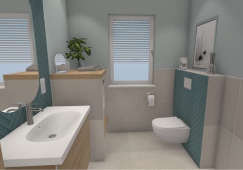 Ansicht beim Eintreten in das Badezimmer