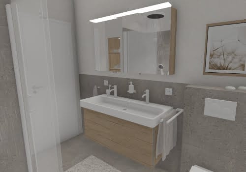 Praktischer Doppelwaschtisch für die ganze Familie