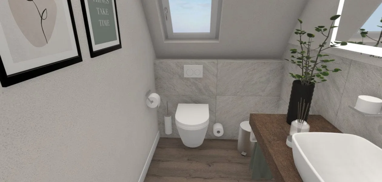 Kleines Gäste-WC mit Dachschräge – 3 qm