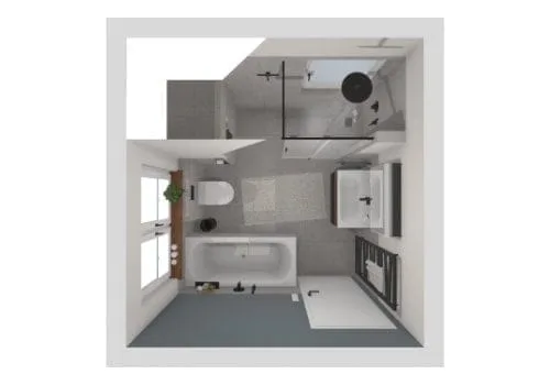 Kleines Komplettbad mit Dusche in der Dachschräge | 8 qm