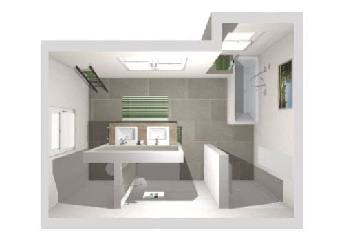 Das Badezimmer mit T-Lösung | 15 m²