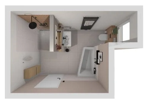 Tägliches Spa-Erlebnis: Badezimmer mit Trapez Badewanne | 11 m²